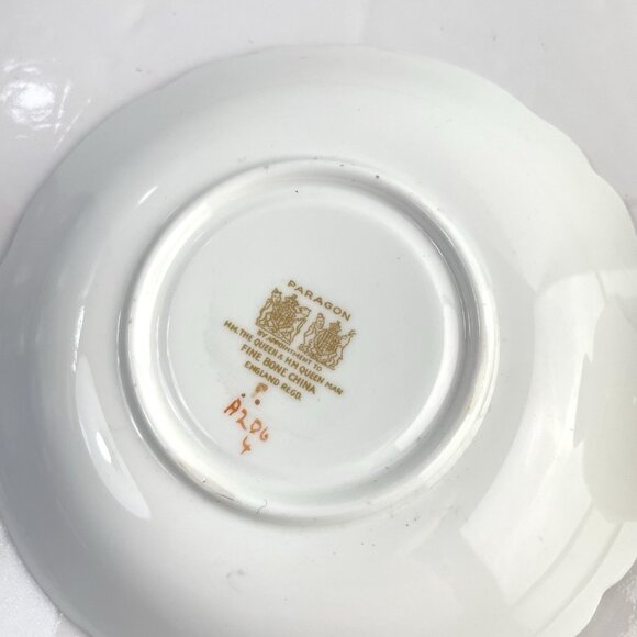 Paragon Teacup & Saucer Cobalt Navy Blue Gold Gilt Cabbage Rose Floral Bouquet - Picture 12 of 16